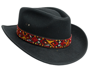 Dark gray cowboy hat with a patterned band (1)