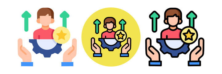 Talent Development Icon Flat & Flat Line Style Collection Set