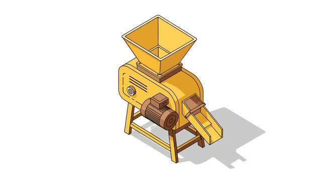 Isometric vector illustration of a grain grinding mill processing machine