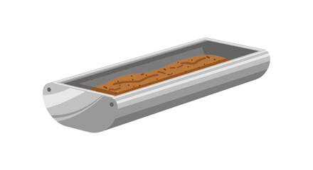 Loaf pan with bread dough ready for baking illustration on white