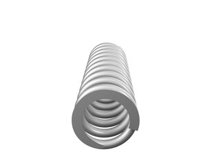 A shiny silver helical compression spring, perfect for automotive applications like motorbike, car, drift car, and monster car suspension systems, presented on a PNG Transparent HD Background, ideal