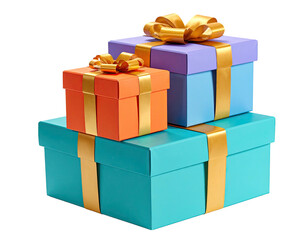 Stack of colorful gift boxes with gold ribbons (1)