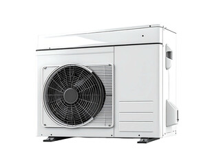 Fototapeta premium White outdoor heat pump unit with fan