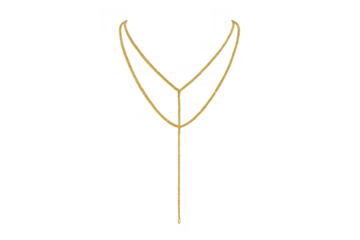 Elegant gold Y-shaped necklace with transparent background, fashion accessory