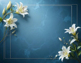 Decorative Frame of Realistic White Lilies with Space for Text