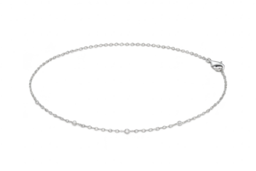 Elegant silver chain with sparkling stones, isolated on transparent background