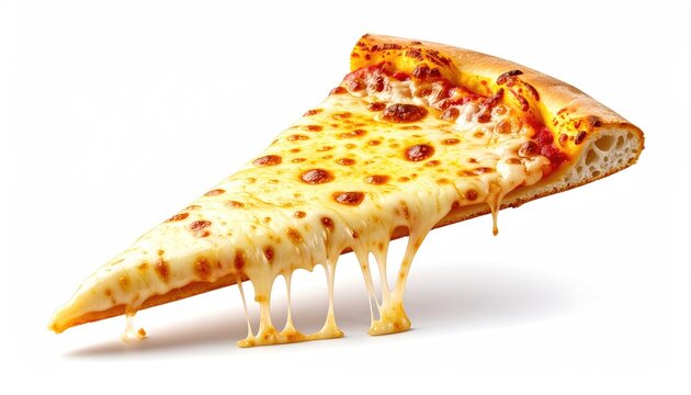 Close-up pizza slice with melted cheese dripping