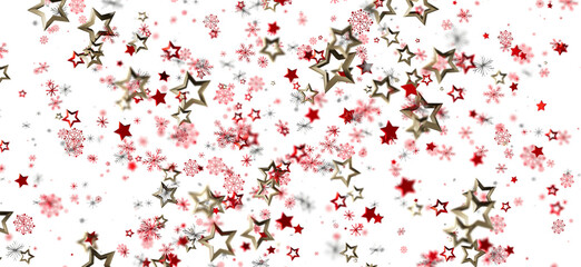 Festive background with red and gold stars and snowflakes. Perfect for holidays, celebrations, and winter designs.