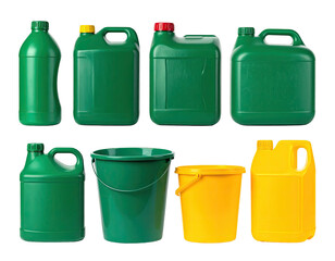 Assorted green and yellow plastic containers (1)