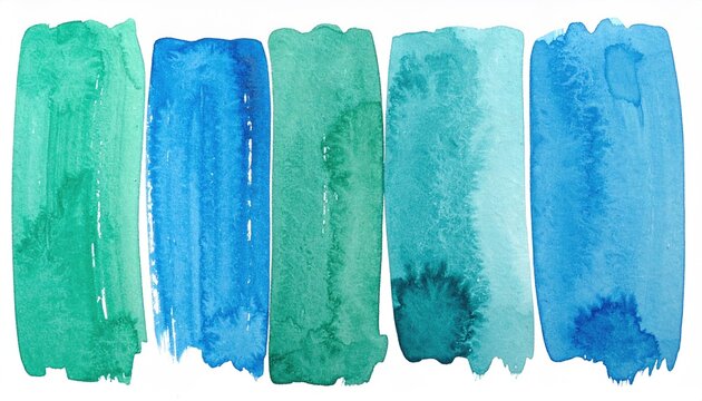 Abstract watercolor paint strokes in varying shades of teal and blue