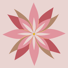 Fototapeta premium Pink and red geometric flower design with brown accents