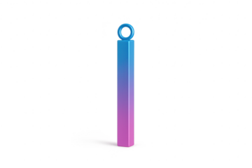 Vibrant blue-pink gradient bar with loop, 3D isolated on transparent background.