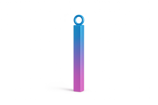 Vibrant blue-pink gradient bar with loop, 3D isolated on transparent background.