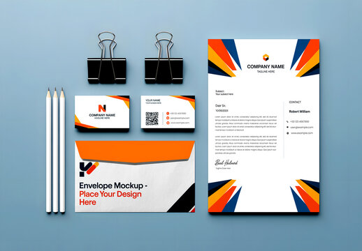 Modern Stationery Mockup Set with Geometric Design