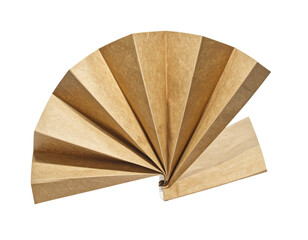 Folded, light brown paper fan
