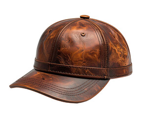 Brown leather baseball cap