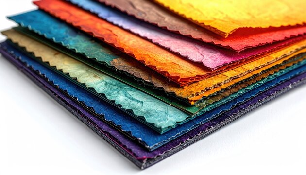 Stack of colorful textured papers