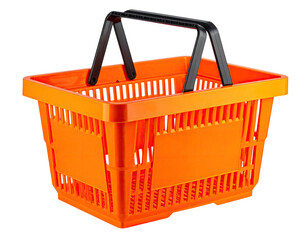 Orange plastic shopping basket with black handles (8)