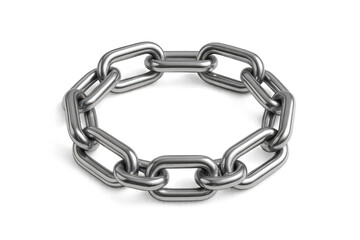 Obraz premium Chrome metal chain isolated on transparent background, strong connection