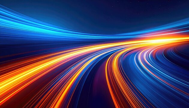 Abstract speed lines, vibrant colors, night scene