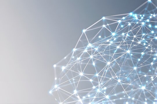 Futuristic network connection with glowing nodes for innovative technology solutions and cutting-edge digital transformation projects, perfect for modern designs
