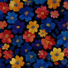 Vibrant floral arrangement featuring diverse hues on a dramatic dark backdrop