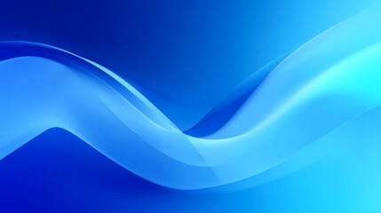 Clean Gradient Blue Background with Smooth Abstract Waves and Central Copy Space for Design