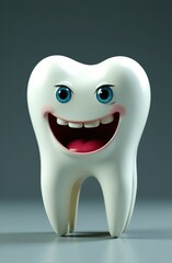 an image of a tooth on a gray background. advertising of a dental clinic. medical concept.