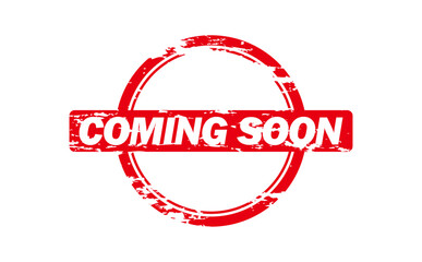 COMING SOON - Red Rubber Stamp With text message COMING SOON
