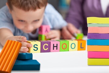 Different colored plasticine Educational games for children.