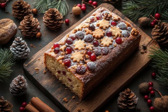 Loaf of cran bread with cran and toppings. - Powered by Adobe