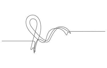 World AIDS Day Awareness Ribbon Heartbeat - Line Art
