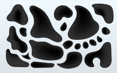 Minimal black drops on grid background, abstract gradient pattern