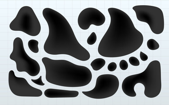 Minimal black drops on grid background, abstract gradient pattern