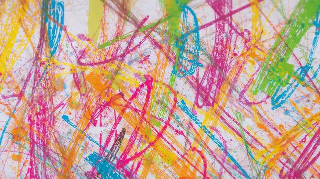 Starting canvas surface showing neon scribble strokes in gallery studio, for artistic focus