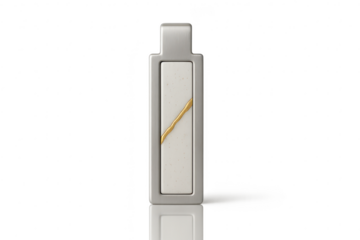 Metallic rectangular object with gold accent isolated on transparent background.