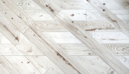 Light beige wood planks in a diagonal chevron pattern