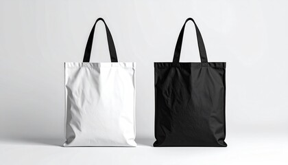 Blank tote bags, white and black