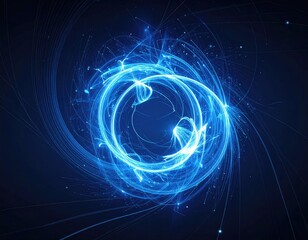 Abstract swirling blue ring design