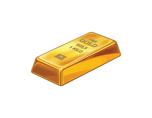 Illustration of a shiny gold bullion bar, depicting wealth, investment, and financial security, in a vector graphic style