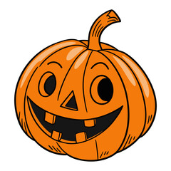 Halloween Smiling Pumpkin Vector with Funny Face and Carved Features