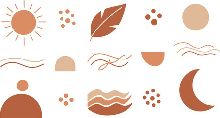 Abstract Boho Geometric Shapes and Symbols Collection for Modern Designs