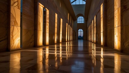 Fototapeta premium Beautiful long path lit with radiant glowing elements