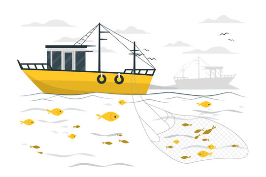 trawl fishing Disproportionate Illustrations
