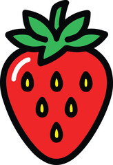 Obraz premium Red strawberry with green leaves and yellow seeds on a white background fruit