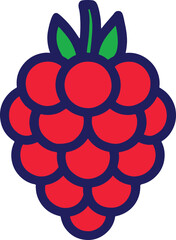 Red Raspberry with Green Leaves on White Background fruit