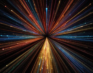 Abstract burst of multicolored rays radiating from a central point