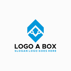 Logo A technology box logo vector image
