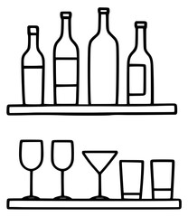 Wine glass and bottle