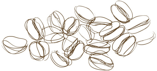 Sketch of coffee beans falling from above